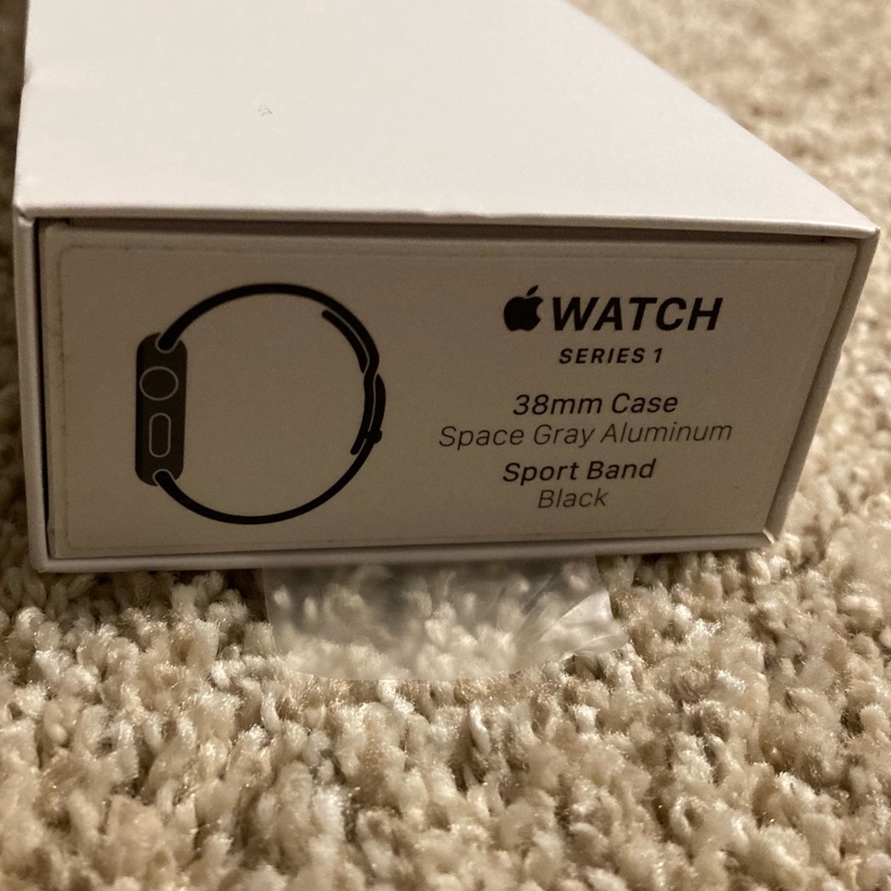 Apple Watch Series 1 38mm case space grey black band product box instructions